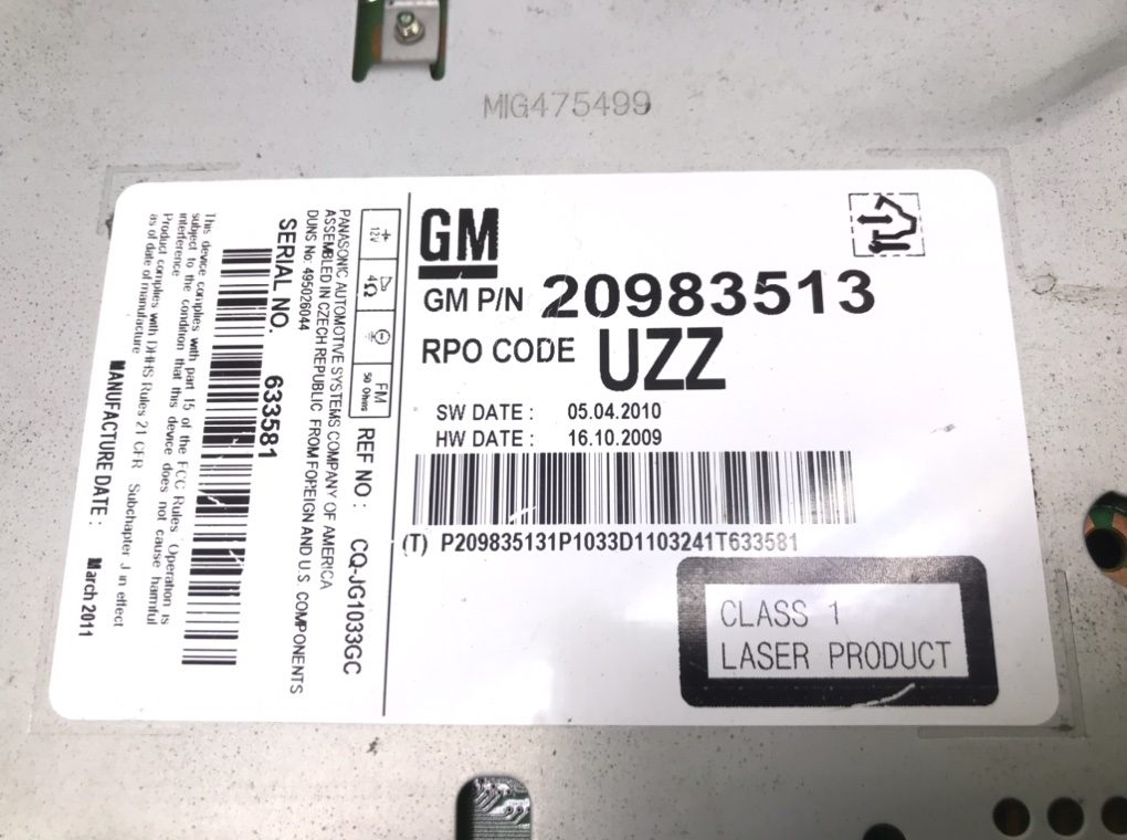 Магнитола бу для Opel Insignia  2.0 CDTi,  2011 г.