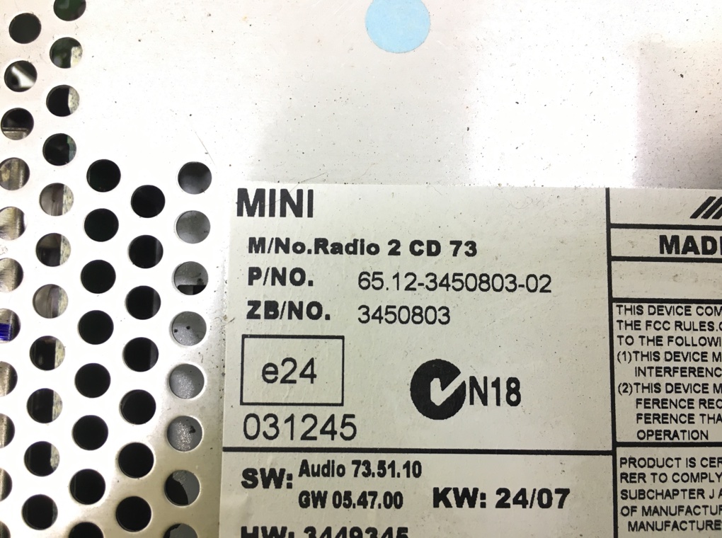 Магнитола бу для Mini Cooper R56 1.6 Ti,  2007 г.