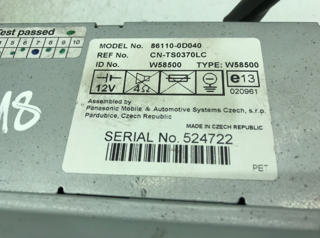 Магнитола бу для Toyota Yaris P1 1.3 i,  2005 г.