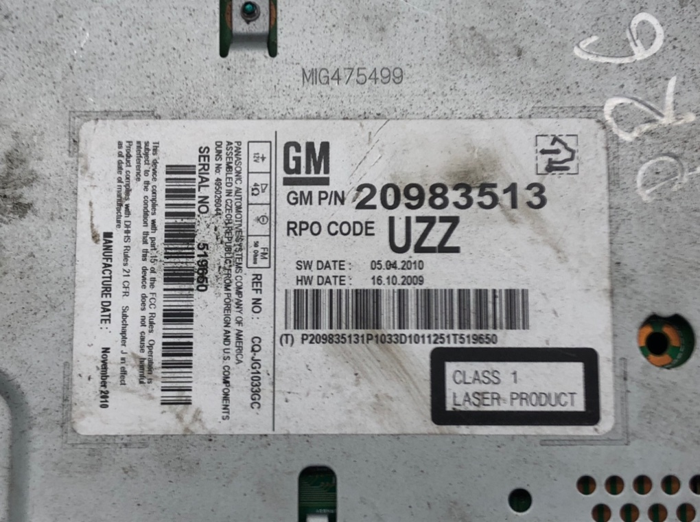 Магнитола бу для Opel Meriva B 1.3 CDTi,  2010 г.