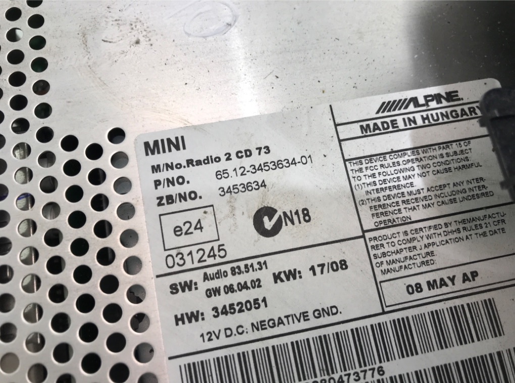 Магнитола бу для Mini Cooper R56 1.6 i,  2008 г.