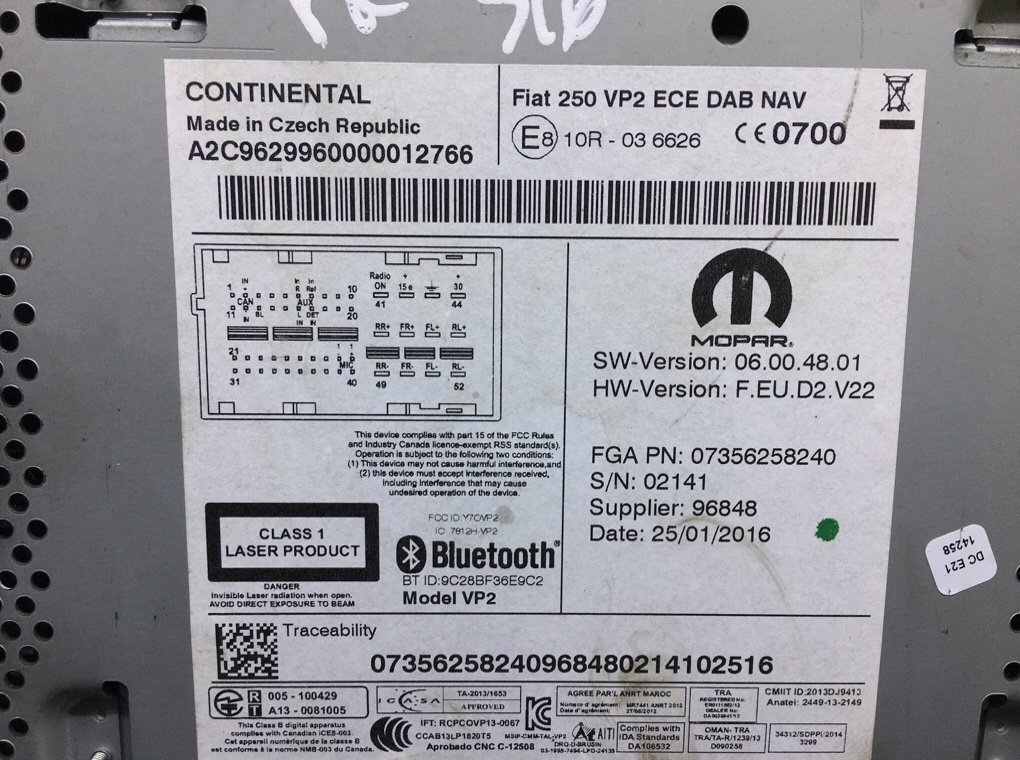 Магнитола бу для Peugeot Boxer 2 2.2 HDi,  2016 г.