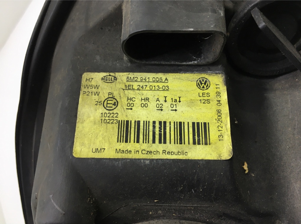 Фара левая бу для Volkswagen Golf Plus  2.0 TDi,  2006 г.