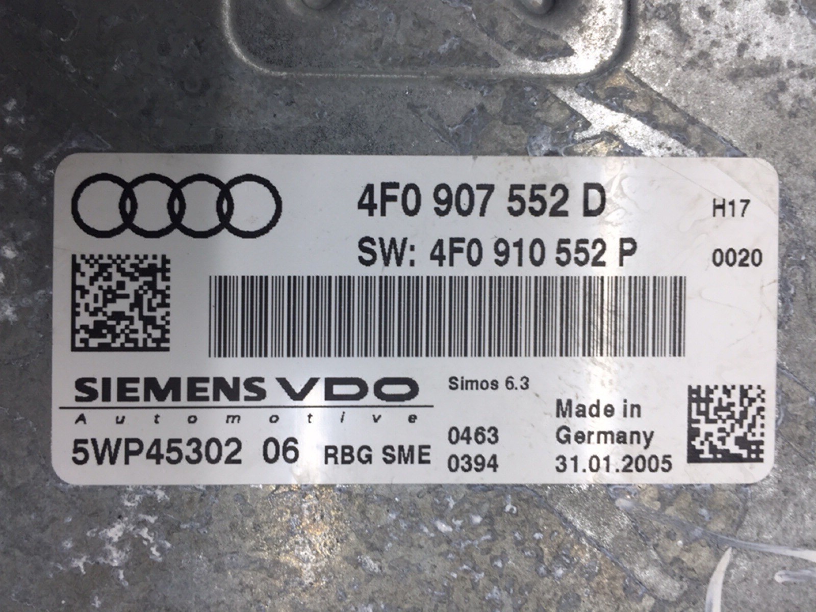4F0907552D Блок управления двигателем Audi A6 C6 2005 , 5WP45302